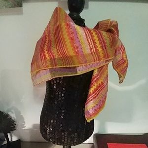 Bright colored neck scarf!